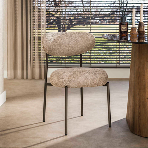 LifestyleFurn Eetkamerstoel Lawson Bouclé - Zand/Bruin - ThatLyfeStyle
