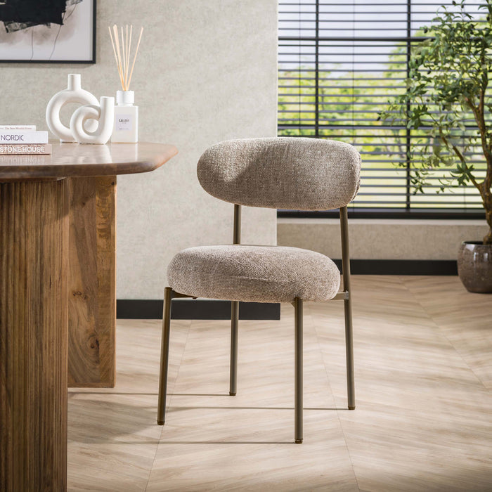 LifestyleFurn Eetkamerstoel Lawson Cargo stof - Zand/Bruin