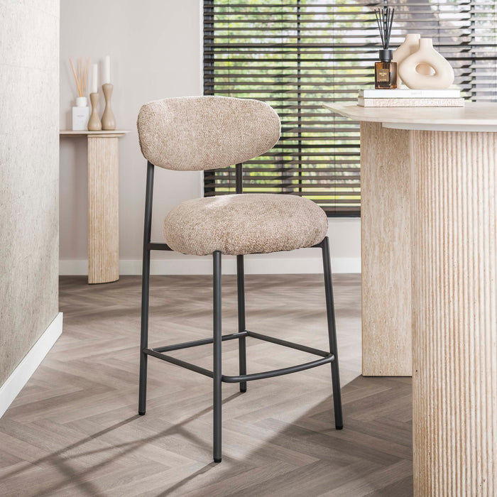 LifestyleFurn Barstoel Lawson Renegade stof - Zand (zithoogte 67cm)