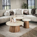 LifestyleFurn Ronde Salontafel Laycie Keramiek in Travertin-look, Set van 3 stuks - Bruin - Japandi