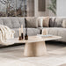 LifestyleFurn Deens Ovale Salontafel Indar Keramiek in Travertinlook, 135 x 70cm - Beige - Ovaal - ThatLyfeStyle