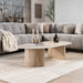 LifestyleFurn Ovale Salontafel Laycie Keramiek in Travertin-look, 135 x 70cm - Beige - Ovaal