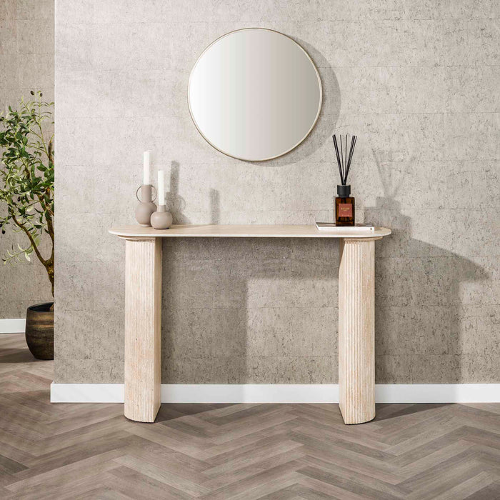 LifestyleFurn Sidetable/Kaptafel Laycie Travertinlook, 120cm - Keramiek travertine