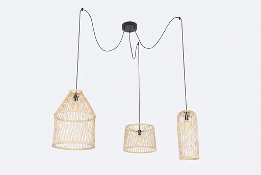 Landelijke buiten hanglamp rotan 3-lichts - Calamus