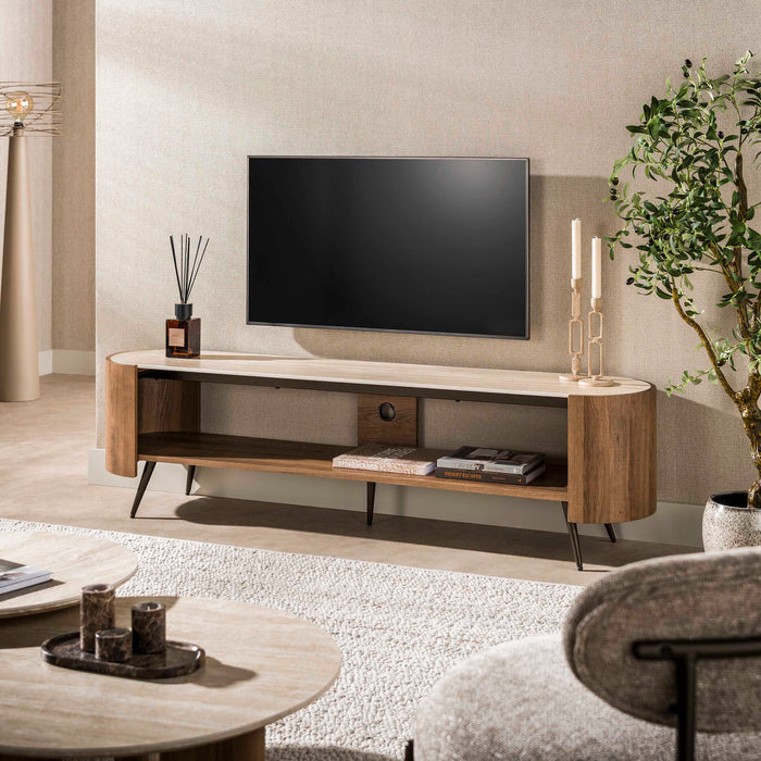 LifestyleFurn TV-meubel Terina Keramiek in Travertinlook, 180cm - Bruin
