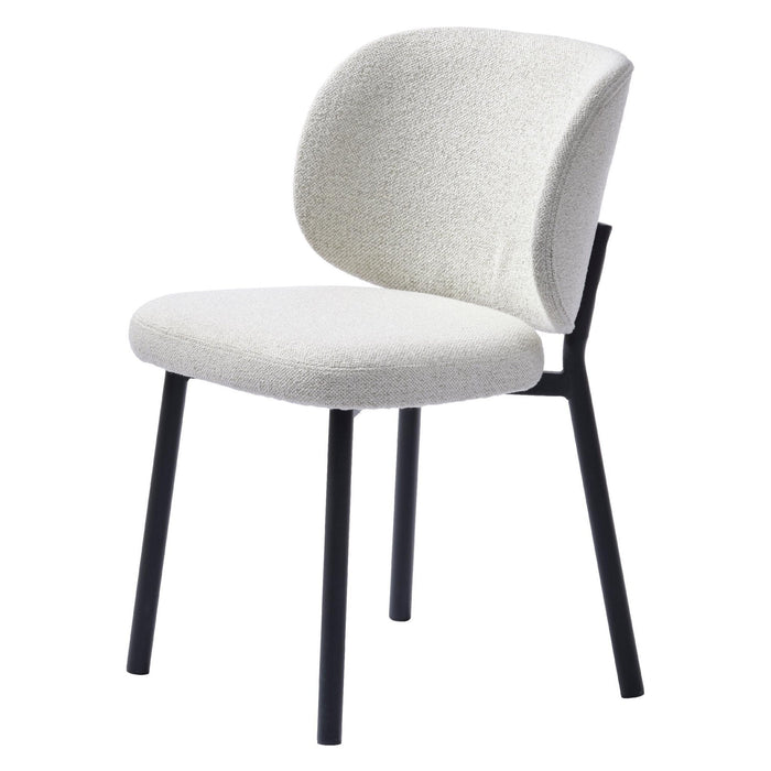 Set van 2 - Nest of Nora Eetkamerstoelen Nuno bouclé met zwarte metalen poten - Offwhite