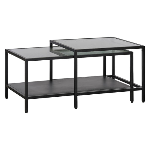 Nest of Nora Salontafels set van 2 - Soren - Glas met metalen frame - Zwart