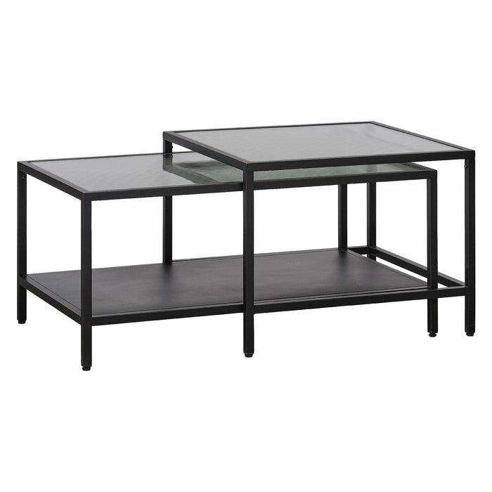 Nest of Nora Salontafels set van 2 - Soren - Glas met metalen frame - Zwart