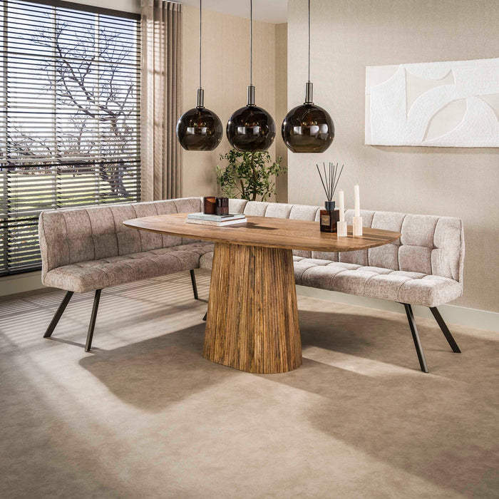 LifestyleFurn Eetkamerbank Thandie Hoven stof, Links - Zand/Bruin