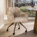 LifestyleFurn Eetkamerstoel op wielen Thandie Alura stof - Zand/Bruin - ThatLyfeStyle