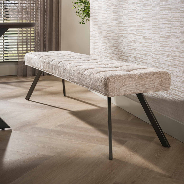 LifestyleFurn Eetkamerbank Thandie 180cm, Hoven stof - Zand/Bruin