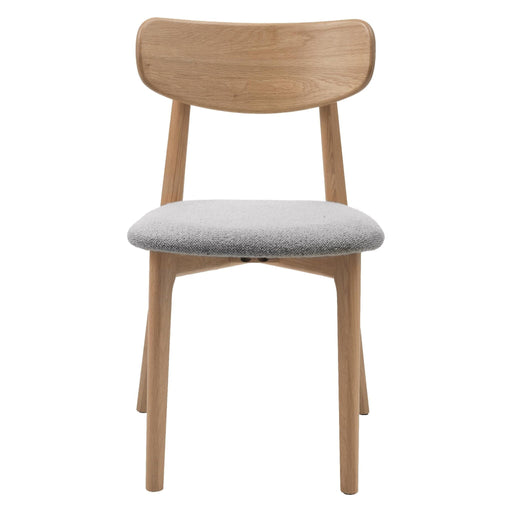 Set van 2 Nest of Nora Eetkamerstoelen Pip Bouclé Eiken Grijs