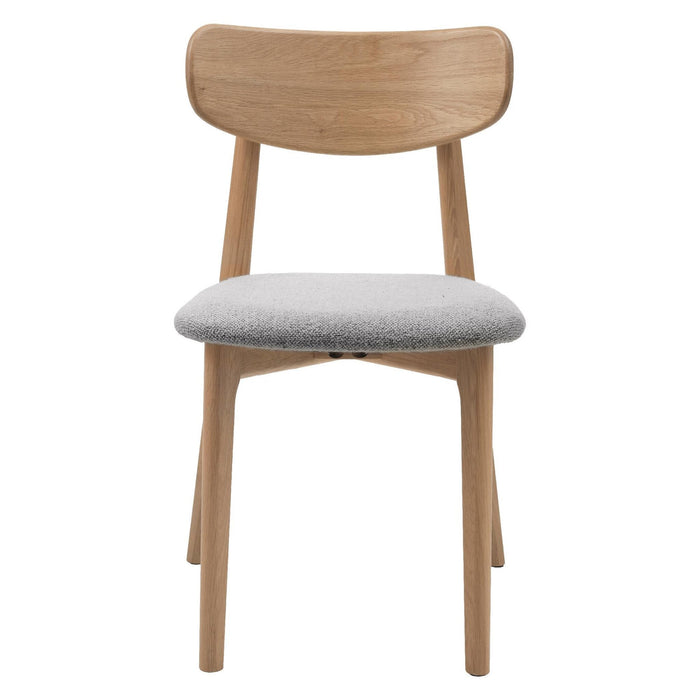 Set van 2 Nest of Nora Eetkamerstoelen Pip Bouclé Eiken Grijs