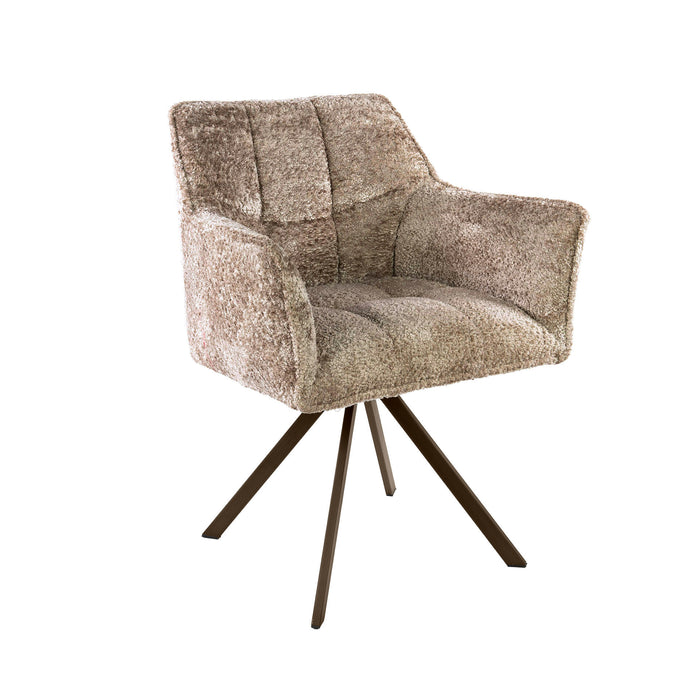 LifestyleFurn Draaibare Eetkamerstoel Thandie Alura stof - Zand/Bruin - ThatLyfeStyle