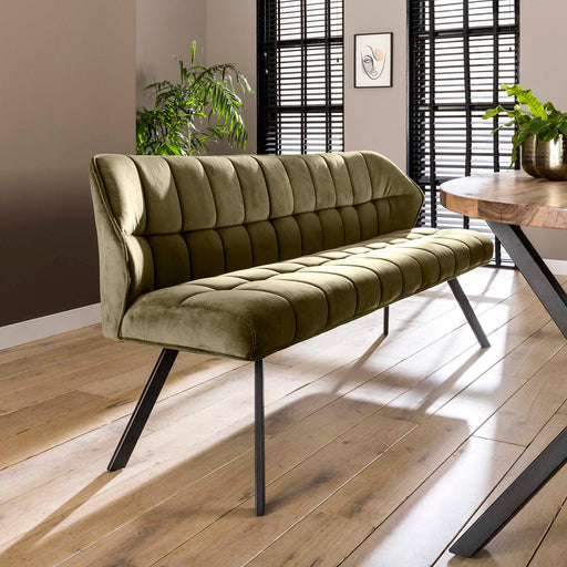 LifestyleFurn Eetkamerbank Thandie Velvet, 180cm - Groen