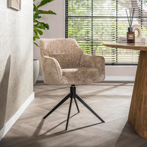 LifestyleFurn Draaibare Eetkamerstoel Lavonne Alura stof - Zand - ThatLyfeStyle