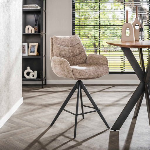 LifestyleFurn Draaibare Barstoel Kristee Chenille (zithoogte 67cm)