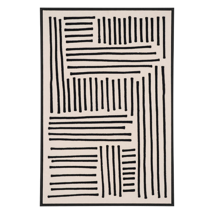 Nest of Nora Canvas schilderij 60x90 cm - Wanddecoratie lijnenspel - Zwart/Beige