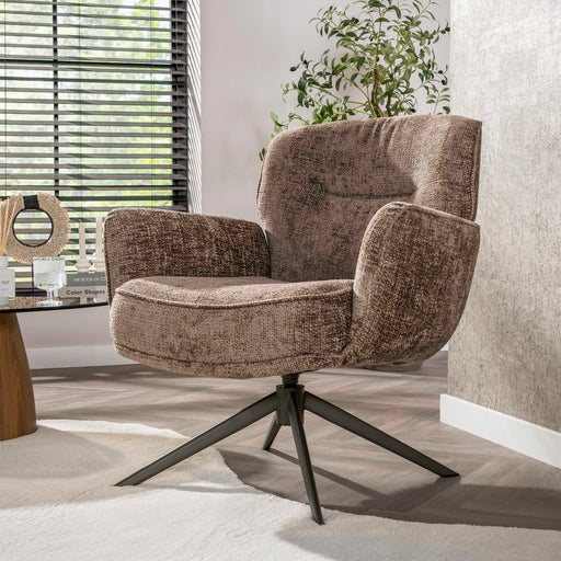 LifestyleFurn Draauifauteuil Laisa Chenille - Champagne/Bruin