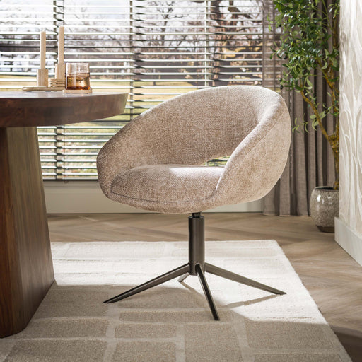 LifestyleFurn Draaibare Eetkamerstoel Santia Hoven stof - Zand/Bruin