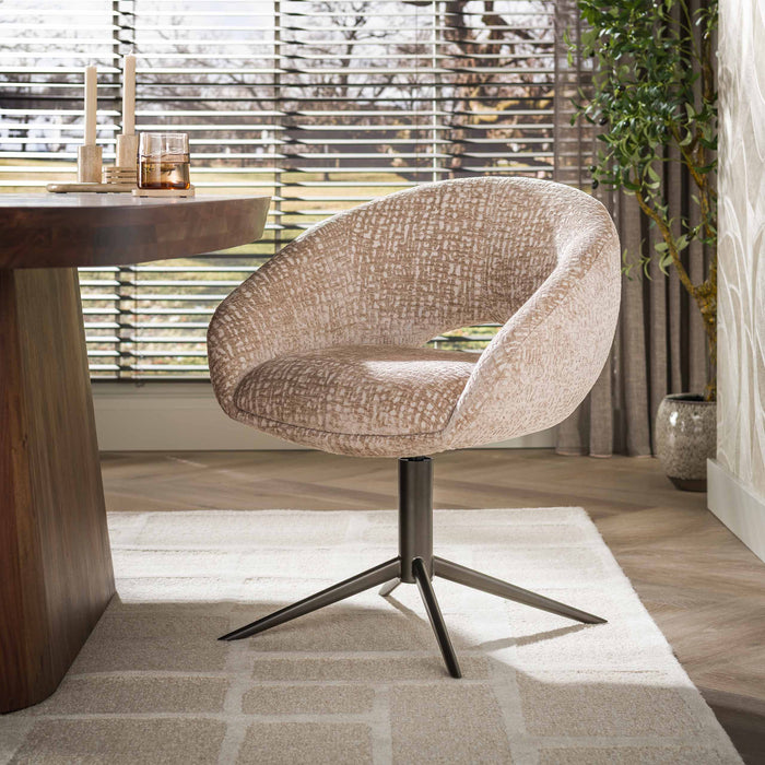LifestyleFurn Draaibare Eetkamerstoel Santia Monti stof - Zand/Bruin