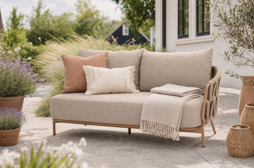 4 Seasons Biarritz 2.5 seater bench left arm amber with 3 cushions
