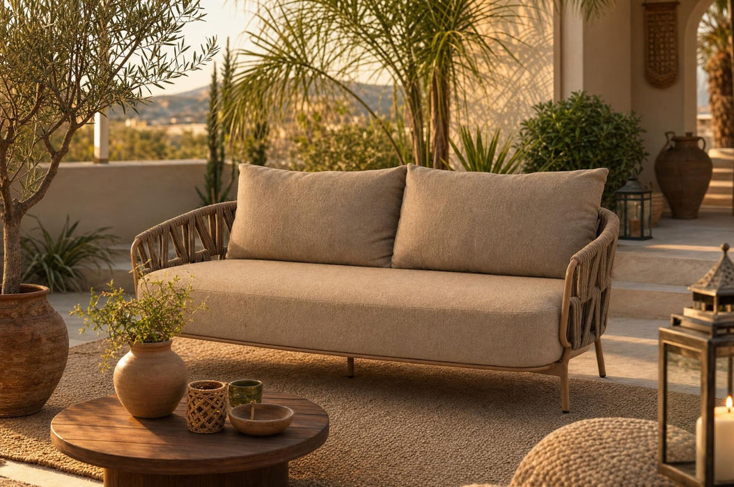 4 Seasons Biarritz 3 seater bench amber with 3 cushions