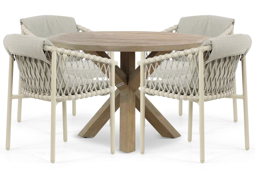 4 Seasons Outdoor Allora/Sand City 120 cm dining tuinset 5-delig - 23090