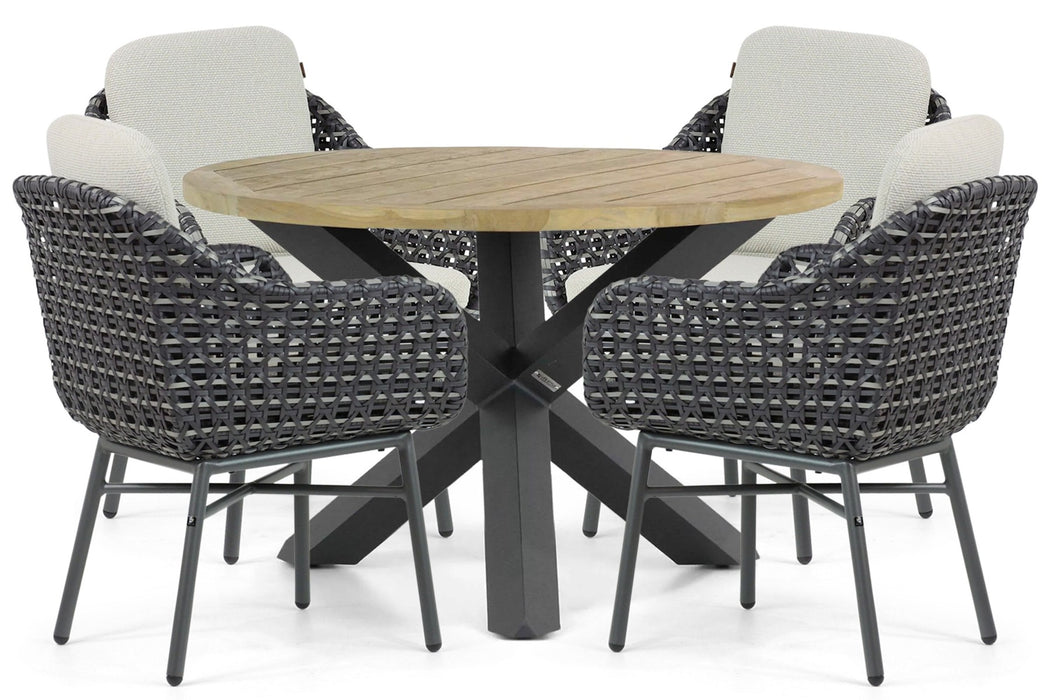 Santika Yovan/Rockville 120 cm dining tuinset 5-delig