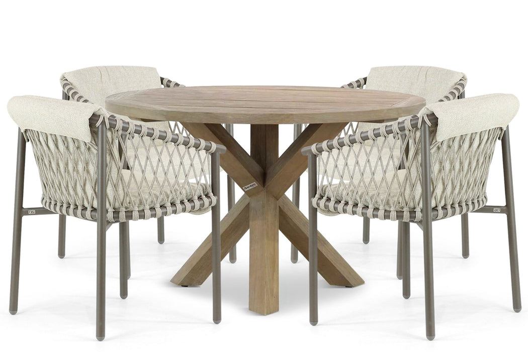 4 Seasons Outdoor Allora/Sand City 120 cm dining tuinset 5-delig - 23094