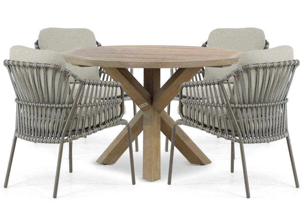 4 Seasons Outdoor Capalbio/Sand City 120 cm dining tuinset 5-delig