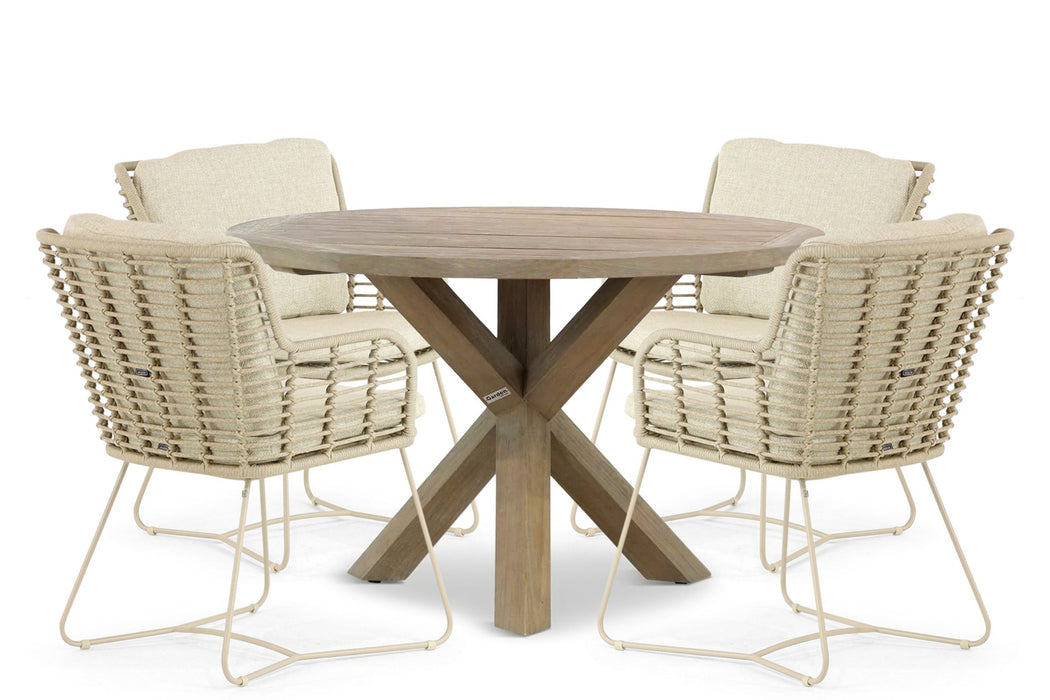 4 Seasons Outdoor Fabrice/Sand City 120 cm dining tuinset 5-delig