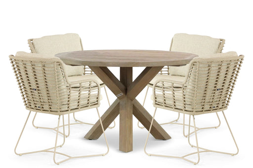 4 Seasons Outdoor Fabrice/Sand City 120 cm dining tuinset 5-delig