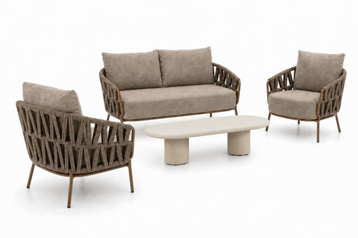 4 Seasons Outdoor Biarritz/Hampton 140x65 cm stoel-bank loungeset 4-delig