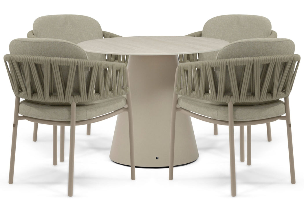 4 Seasons Outdoor Calma/Serino 100 cm dining tuinset 5-delig