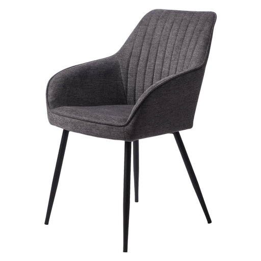 Set van 2 - Nest of Nora Eetkamerstoelen Zane met armleuningen en metalen poten - Stof - Donkergrijs