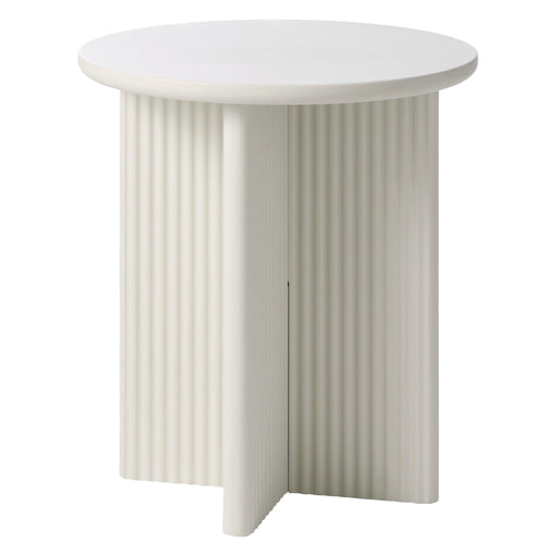 Nest of Nora Ronde houten bijzettafel Lona - met ribstructuur - Ø50x55 cm - Greige