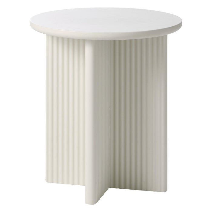 Nest of Nora Ronde houten bijzettafel Lona - met ribstructuur - Ø50x55 cm - Greige