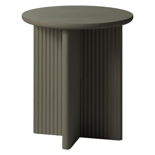 Nest of Nora Ronde houten bijzettafel Lona - met ribstructuur - Ø50x55 cm - Olijfgroen