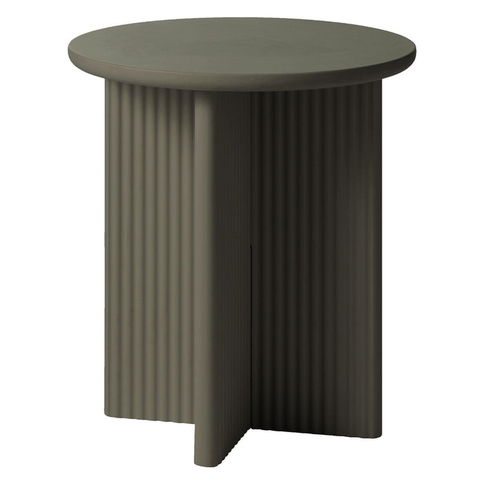 Nest of Nora Ronde houten bijzettafel Lona - met ribstructuur - Ø50x55 cm - Olijfgroen
