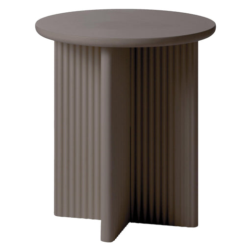 Nest of Nora Ronde houten bijzettafel Lona - met ribstructuur - Ø50x55 cm - Taupe