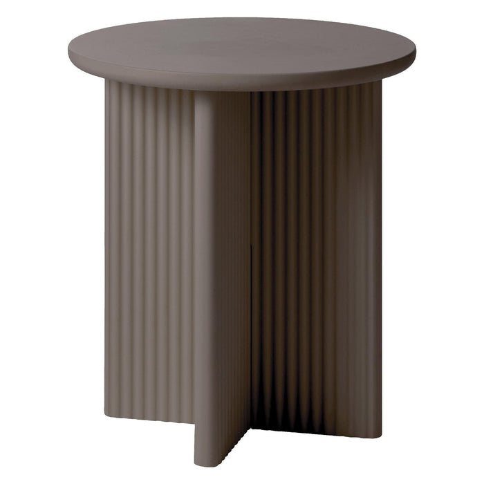 Nest of Nora Ronde houten bijzettafel Lona - met ribstructuur - Ø50x55 cm - Taupe