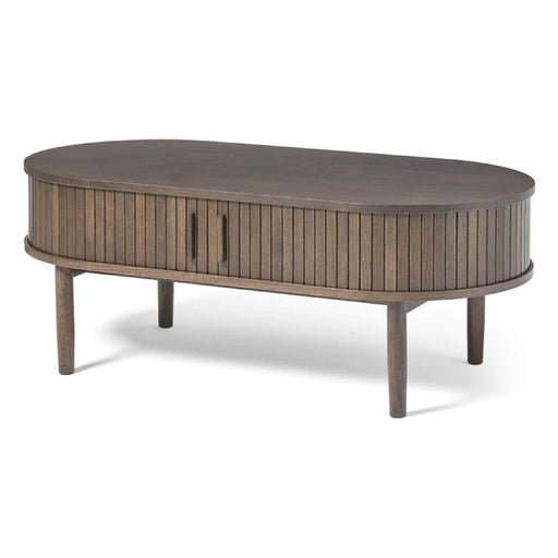 Nest of Nora Ovale salontafel met opbergruimte Nina - Eikenhout fineer - 60x120 cm - Espresso