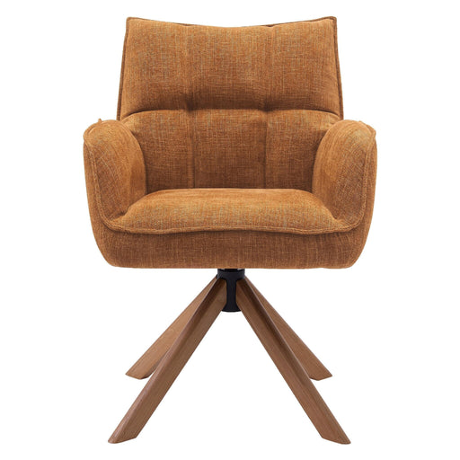 Set van 2 - Nest of Nora Eetkamerstoelen Nena met armleuning - Draaibaar - Chenille en eiken poten - Roest