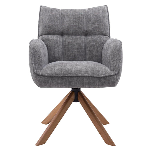 Set van 2 - Nest of Nora Eetkamerstoelen Nena met armleuning draaibaar - Chenille - Eikenhouten poten - Grafiet