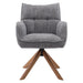 Set van 2 - Nest of Nora Eetkamerstoelen Nena met armleuning draaibaar - Chenille - Eikenhouten poten - Grafiet
