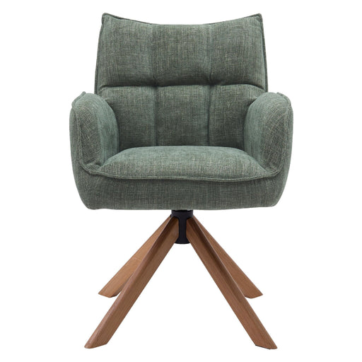Set van 2 - Nest of Nora Eetkamerstoelen Nena met armleuningen draaibaar - Chenille - Bosgroen