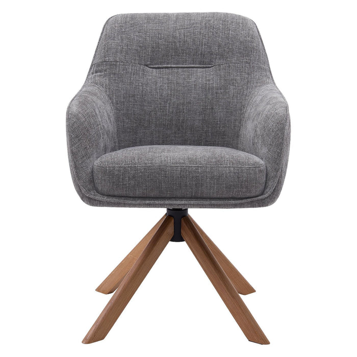 Set van 2 - Nest of Nora Eetkamerstoelen Mavi - Draaibaar en met armleuning - Chenille met eikenhouten poten - Grafiet