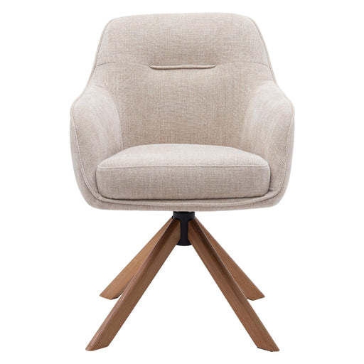 Set van 2 - Nest of Nora Eetkamerstoelen Mavi - Draaibaar en met armleuning - Chenille met eikenhouten poten - Linnen