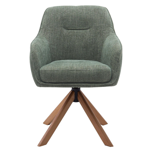 Set van 2 Nest of Nora Eetkamerstoelen Mavi - Draaibaar en met armleuning - Chenille met eikenhouten poten - Bosgroen